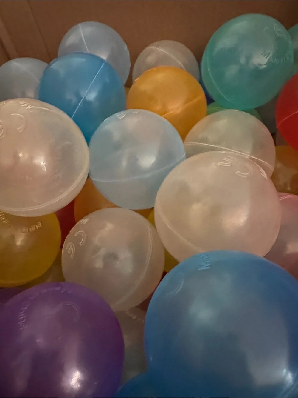 165 Non Toxic Transparent Assorted Color Plastic Ball Pit Balls - Multipack